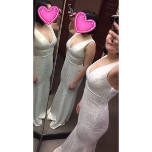 Prom dress white with gold specs